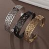 Hot-selling Fashionable and Versatile Hollow Stainless Steel Bracelets In Europe and America Popular Retro C Shaped Opening Men and Women Bracelets