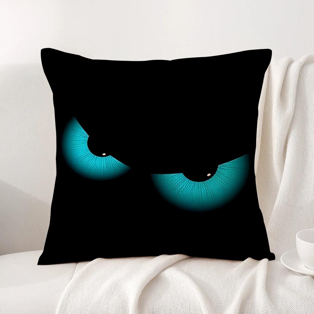 Black Emoticons Cushion Cover Summer Coolness Linen Fabric Double-Sided Printing Pillow Case Sofa Home Decor Gift