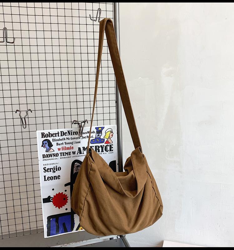 2025 versatile student large-capacity shoulder oblique span backpack washed and old canvas bag