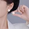 Elegant French Freshwater Pearl Camellia Earrings: Trendy Light Luxury High-End Studs for Women