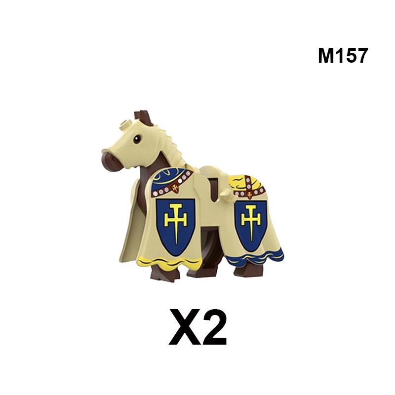 Military Building Blocks Medieval Solider Knights Equipments Mount War-Horse Wolf Flag Vests Shields Fiery Dragon Mini Brick Toy