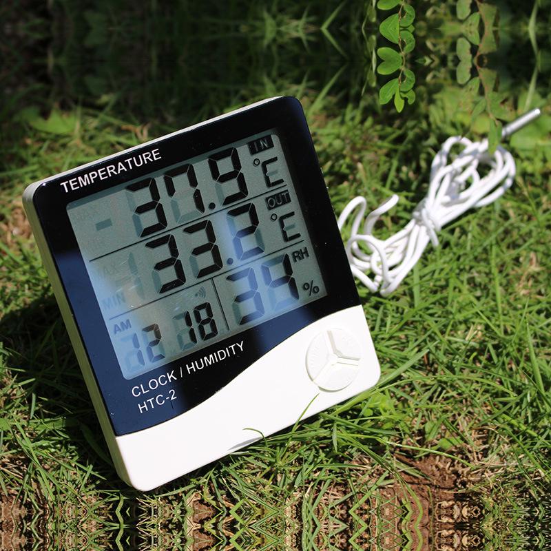HTC-2 Thermometer Hygrometer with Probe - Indoor/Outdoor Digital Humidity & Temperature Display