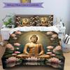 3pcs Buddha Lotus Soft Comfortable Bedding set, For Bedroom, Guest Room And Dorm, All Season Use, High-Definition Printing, Machine Washable 175