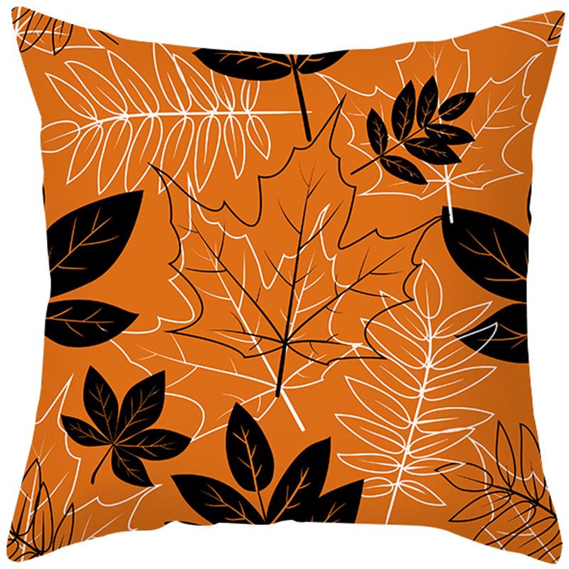 New Style Pillow Cover Autumn Maple Leaf Sofa Cushion Home Supplies Peach Skin Cushion Cover