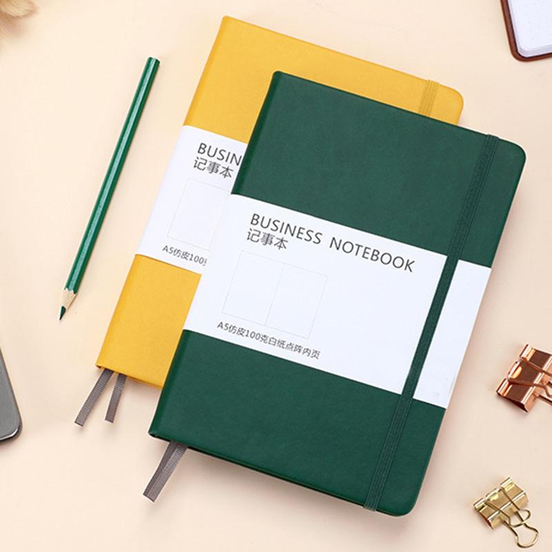 A5 Strap Notebook Thickened Imitation Leather Dot Matrix Book Hard Surface Handbook Cross-border Business Office Notepad