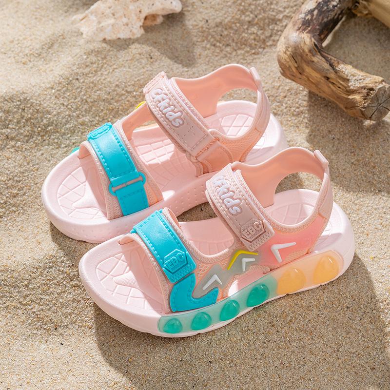 Children's Sandals New Summer Non-Slip Soft Sole Girls' Velcro Toddler Shoes Baby Beach Sandals