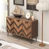 Exclusive sideboard with three doors, with stylish details and generous storage space. Door made of solid wood veneer, concave and convex texture.