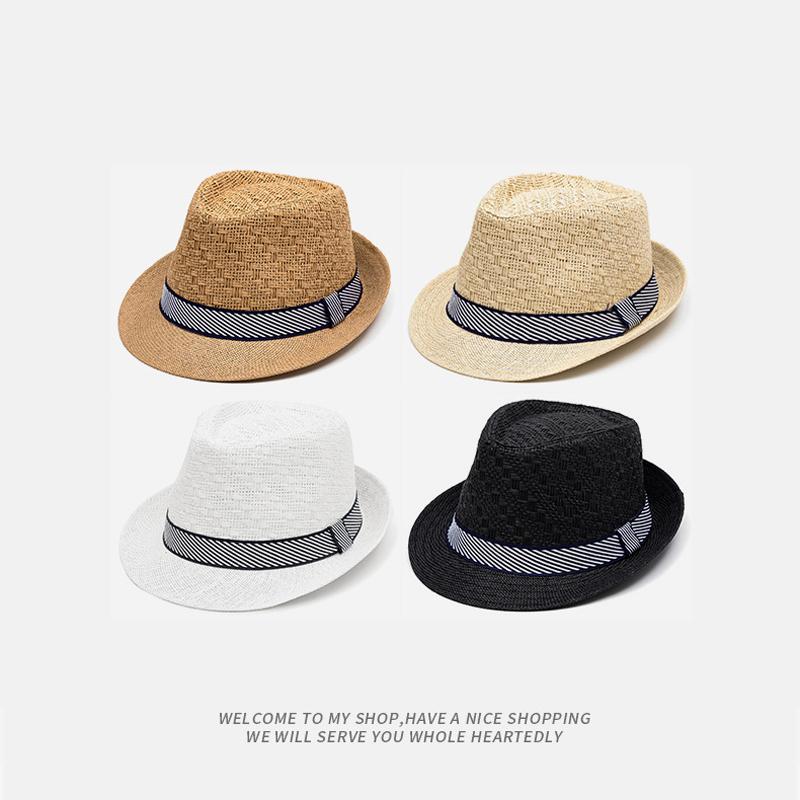 Summer Breathable Straw Hat Middle-Aged and Elderly Small Bowler Hat Outdoor Sun Hat Jazz Hat