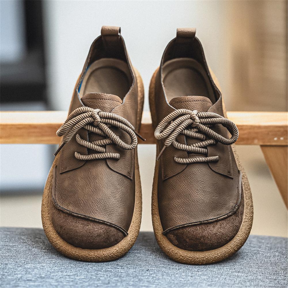 Casual Leather Shoes 2025 Winter New Low Cut Frosted Leather Oversized Shoes Size 46 Soft Leather Men's Shoes