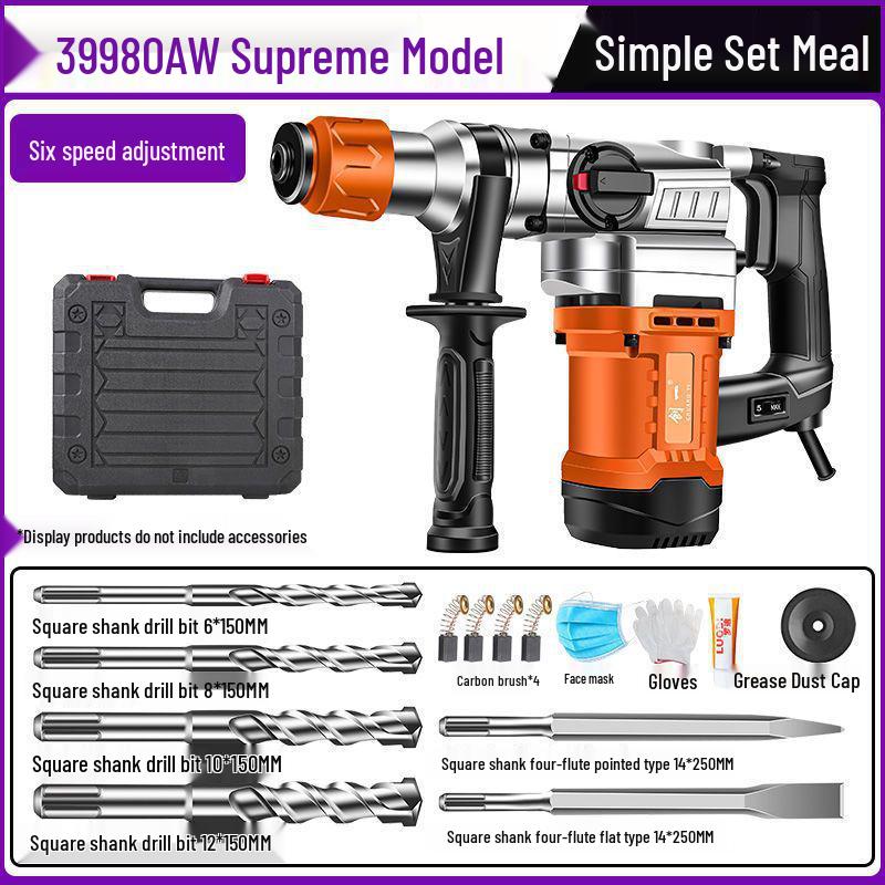 Chuangyi Multi-Functional Electric Hammer & Drill: Dual-use High-Power Concrete Impact Tool for Household and Industrial Use.