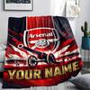 1PC Custom Name Arsenal Patterned Flannel Blanket Suitable For All Seasons for Home Decor Warmth and Comfort Gifts Holiday Present