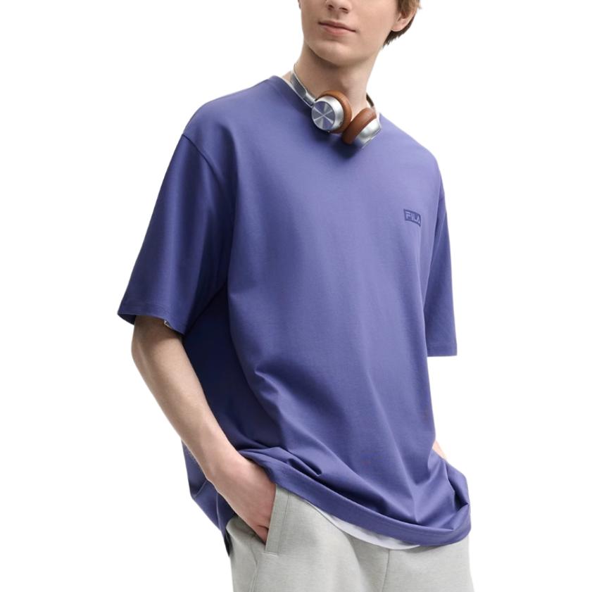 Fila Original Simple Casual Cotton Loose Short Sleeve T-Shirt Men Tops Ledi-Blue F51M529109F-BU