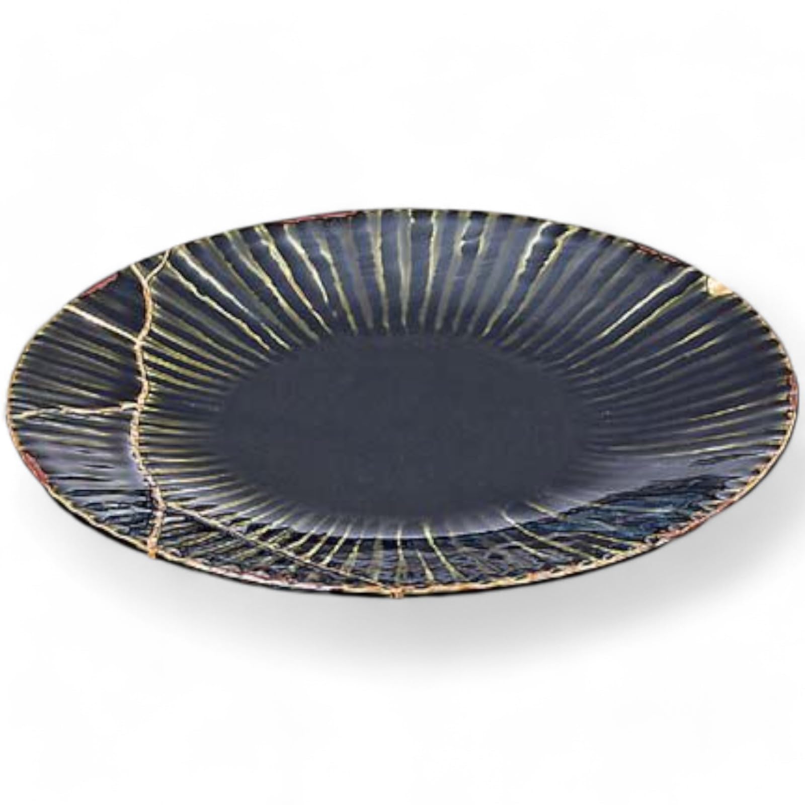 

Takumifu Arita ware 24cm plate, Oribe Shinogi gold lacquer, 8-inch plate, Made in Japan