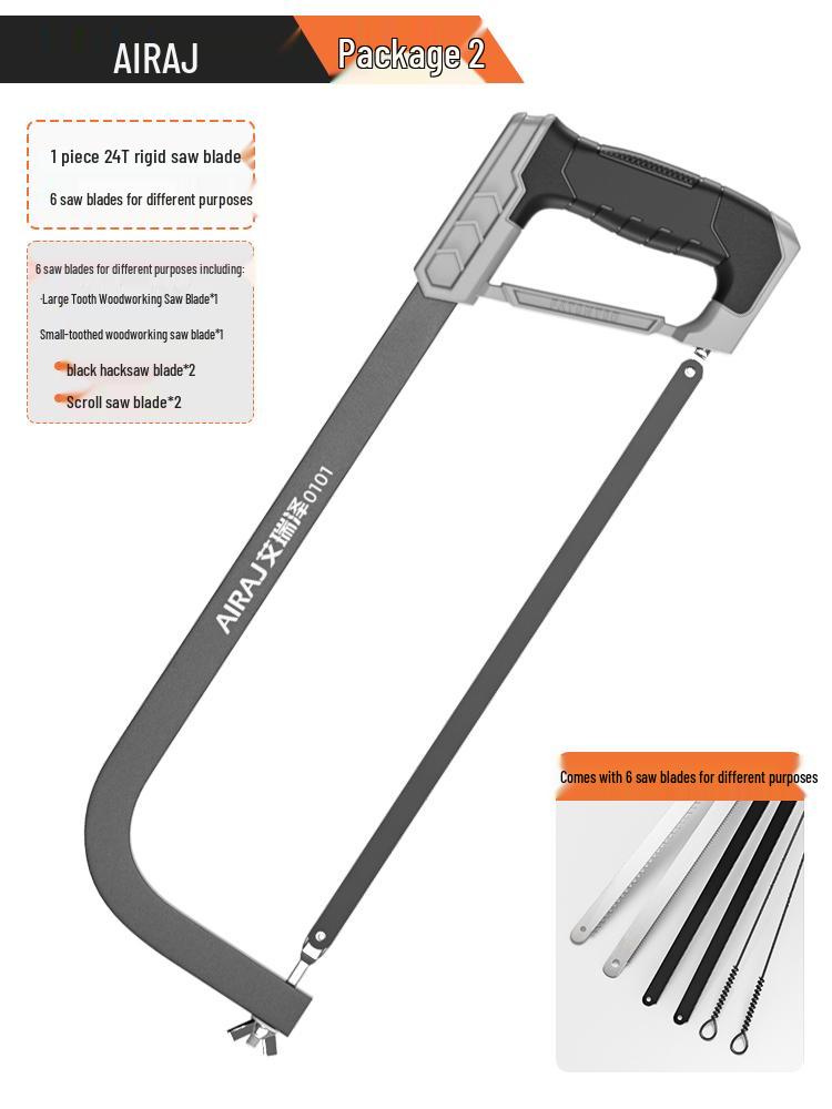 Compact Household Handheld Hacksaw with Iron Blade and Frame