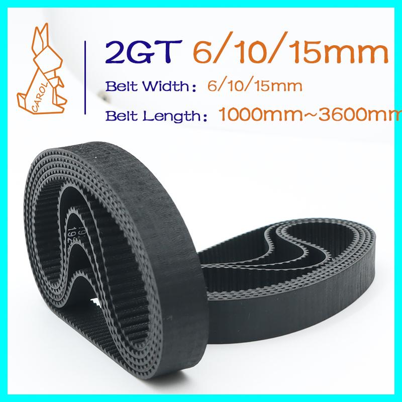 2GT Belt Width 6/10/15mm GT2 Timing Belt 3D Printer Belt Parts Length 1000mm~3600mm Closed Loop Rubber Timing Synchronous Belt 1000mm