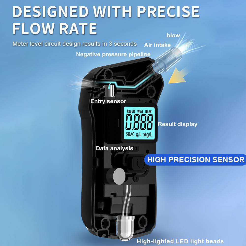 Portable Breath Alcohol Tester LCD Display Alcohol Breathalyzer Drunk Driving Tester Police Alcohol Checker Blowing Detection