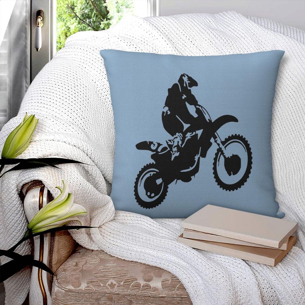 Moto X Dirt Bike Monochrom Vektorgrafik Quadratische Kissenhülle Kissenbezug Polyester Kissen Dekoration Komfort Wurfkissen für Zuhause Auto
