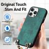 For iPhone 16 Pro Max Case Retro Texture Leather Coated PC+TPU Phone Cover with Hanging Rope