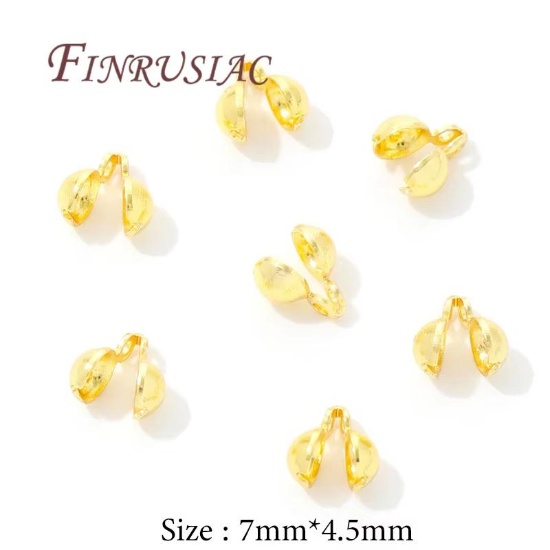 10/20 Stück 18K Vergoldete Quetschperlen Für Schmuck, Quetschperlen-Abdeckung, Perlenendkappen Kugelkette Verbinder, DIY Zubehör, Quetschperlen Endkappe