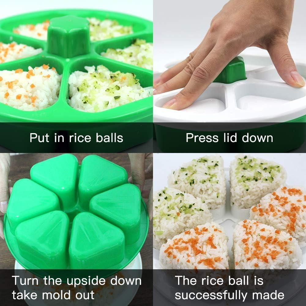 DIY Triangle Sushi Mold, Food Grade BPA Free Onigiri Maker Onigiri Rice Mold, Make Up To 6 Sushi Rice Balls Lunch Bento Mold