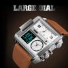 SKMEI Men's Digital Sports Watch LED Square Large Face Multi-Time Zone Waterproof Stopwatch Silver Brown