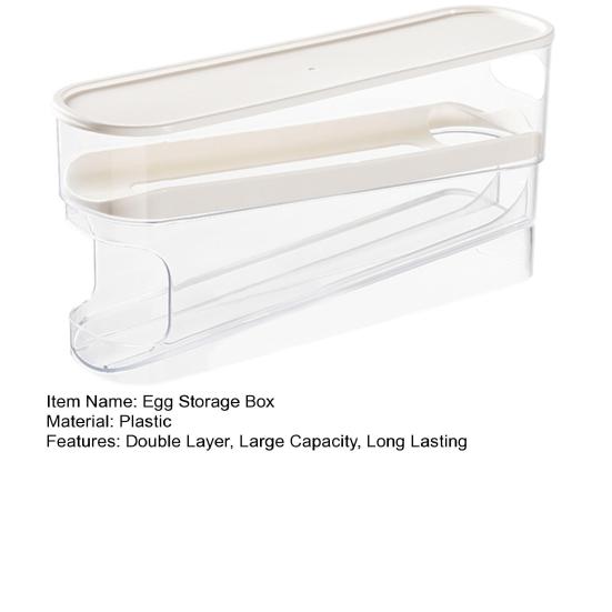 Chladnička přihrádka na vejce Velkokapacitní dvouvrstvá průhledná konstrukce Automatický posuvný držák na vejce