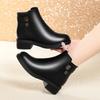 4.5cm Elegant Comfortable Soft Leather Shoes Women's Short Ankle Boots Winter 2026 Heels Warm Fur Motorcycle