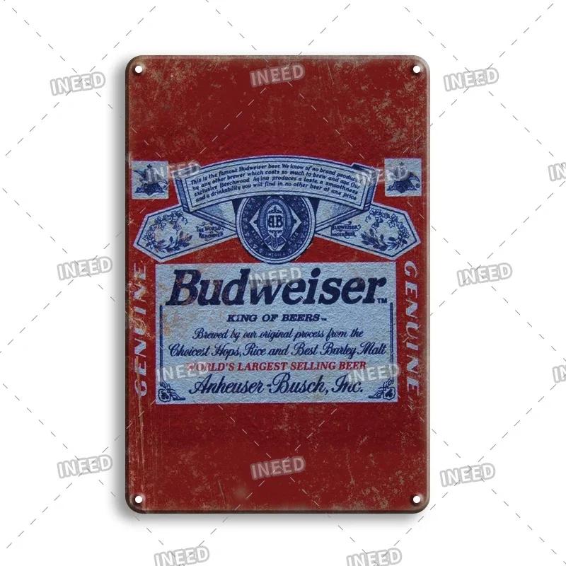 Original Budweiser Bier-Blechschild, lustige Metallplakate, Retro-Wandschild, Vintage-Schild für Bar-Club-Wanddekoration