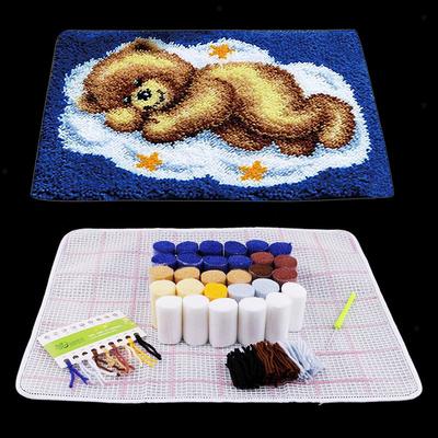 Bear Pattern Latch Hook Kits for Beginners Bear Cushion Rug Pillow Making