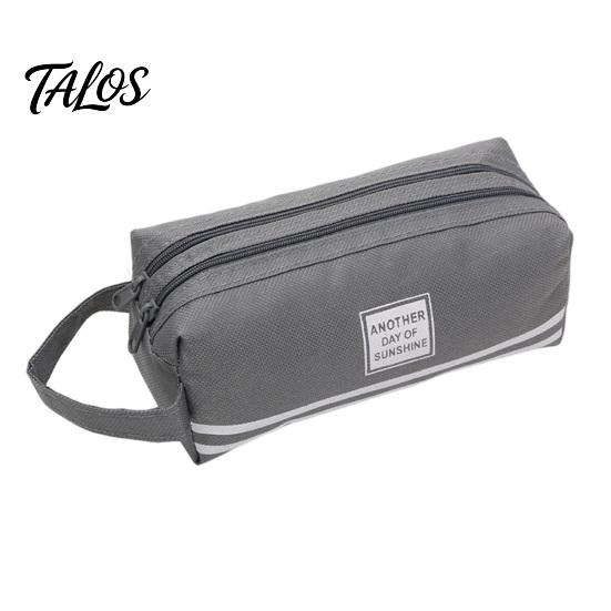Double Partition Pencil Case Oxford with Handle, Layer Pen Pouch, Large Student Stationery Storage Bag Capacity for Students And Commuters Organizer