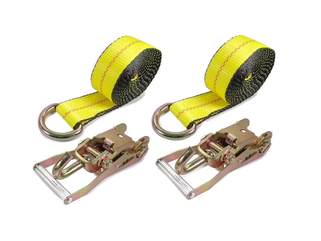Lasso Strap Ratchet Tie-Down System, Long and Wide Handle, 1.6 Ton Capacity, Set of 2, Swivel Type, for Tire Tie-Down