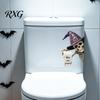 Creative Halloween Wall Murals Bathroom Sticker, Cute Ghost Witch Cat Toilet Decal, Spooky Pattern Decor Skeleton Are You Pooping Sticker for Humorous