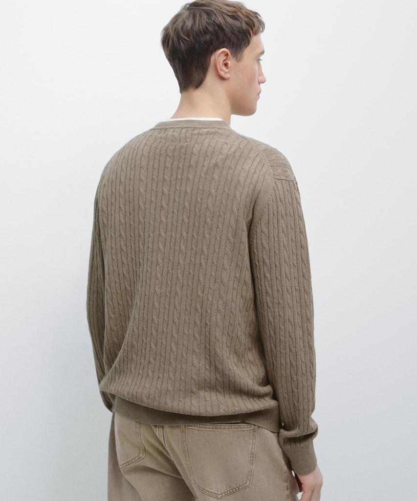 Masimodutti Cotton Blend Cable Knit Sweater