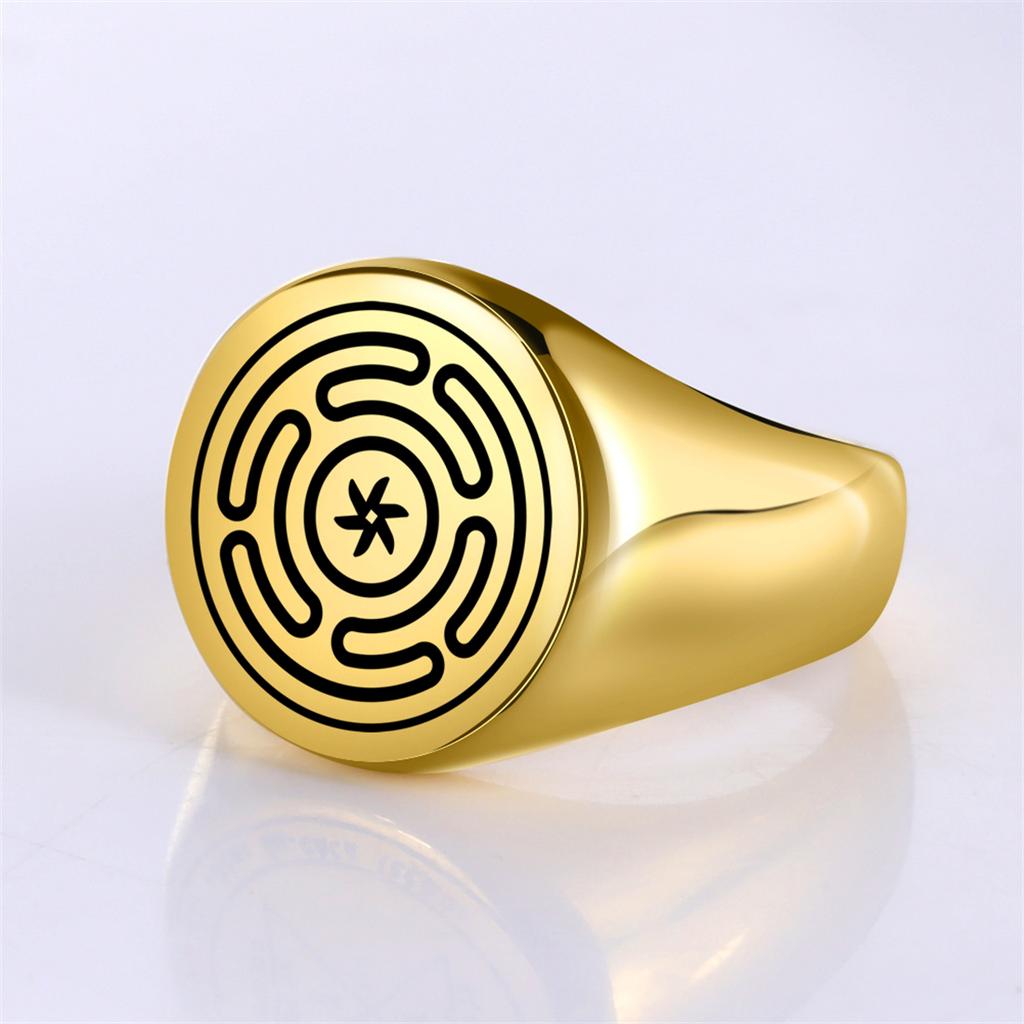 Hecate Wheel Strophalos Hekate Rings Stainless Steel Vintage Charm Magic Symbol Kabbalah Ring Unisex Amulet Jewelry Gift