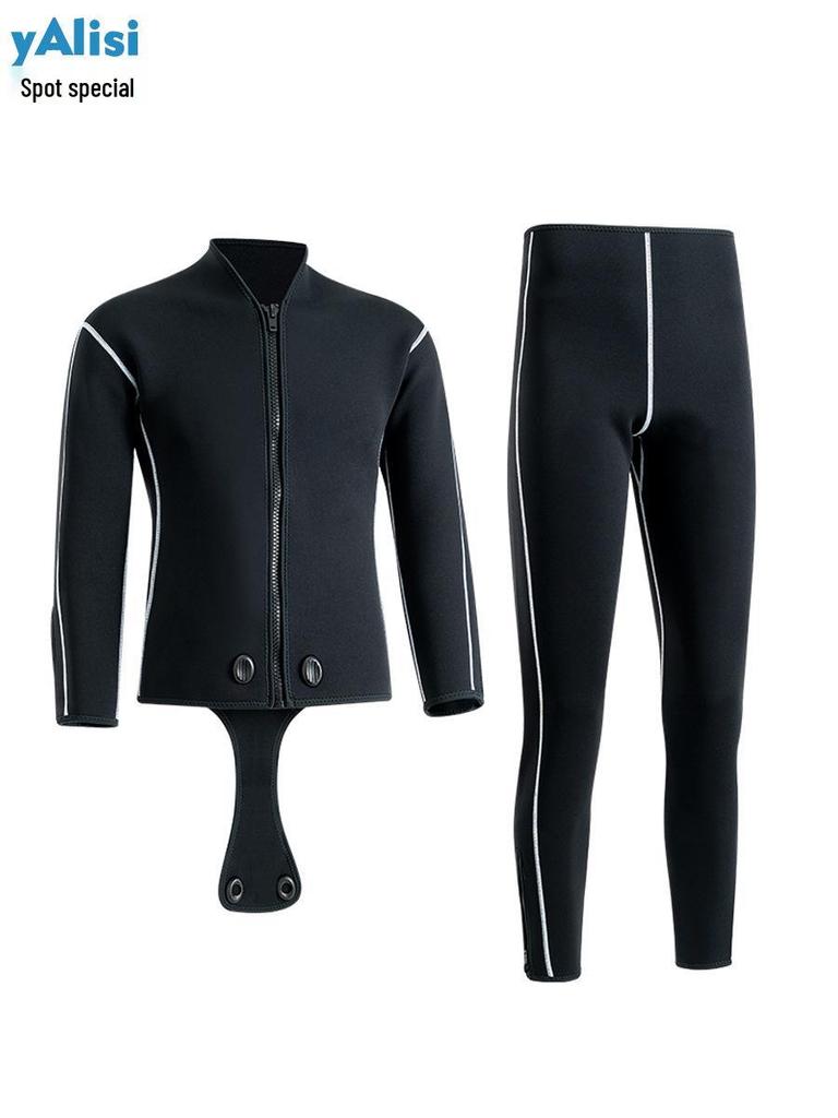 Men’s Professional Deep Diving Wetsuit Pants, 3/5mm, Free Diving & Fishing, Outdoor Warmth, Separate Zipper