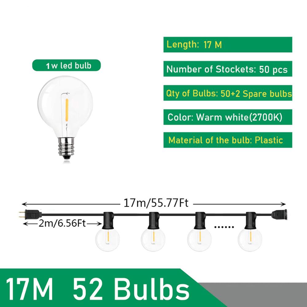 Wtyczka ue 220V bajkowe łańcuchy świetlne G40 LED Globe girlanda na przyjęcie ciepły biały stara lampa dekoracyjna ślub na podwórku