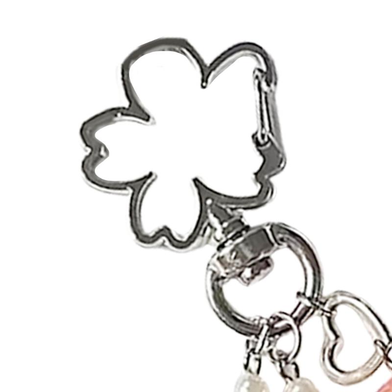Adorable Beaded Flower Keychain Strawberry Pendant Keyring Gift Handmade Bag Charm Accessories For Women Girls
