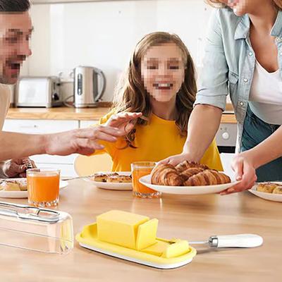 Beurrier en Silicone avec couteau, lavable au lave-vaisselle, ustensiles de cuisine avec couvercle Transparent