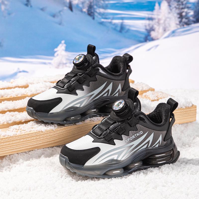 Scarpe da Corsa Antiscivolo in Pelle Autunnali/Invernali 2025 per Bambini con Fibbia Rotante - Ideali per Bambini di Taglia Media e Grande