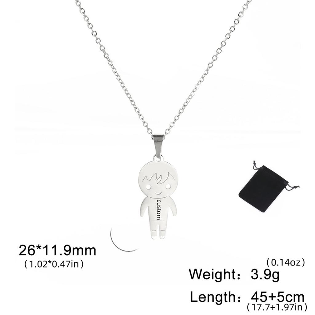 Customized Name Date Couple Necklace Stainless Steel Personalized Carving Name Hip Hop Necklace Couple Jewelry Gift