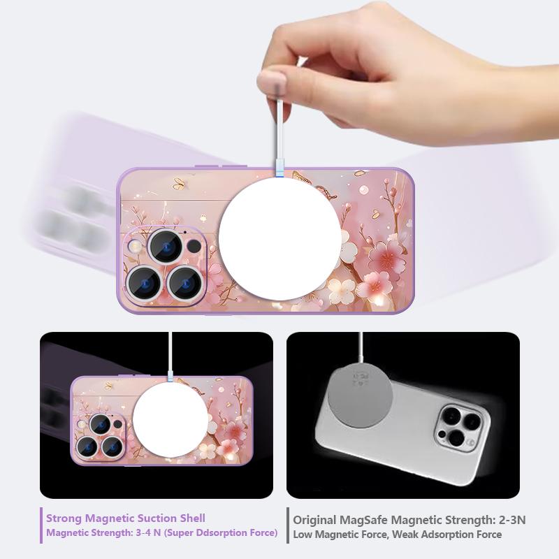For iPhone 17 Pro Max Case Dream Butterfly Floral Pattern Magnetic For Magsafe Silicone Cover For iPhone 16 Pro Max Funda iPhone 15 14 13 12 11 16E