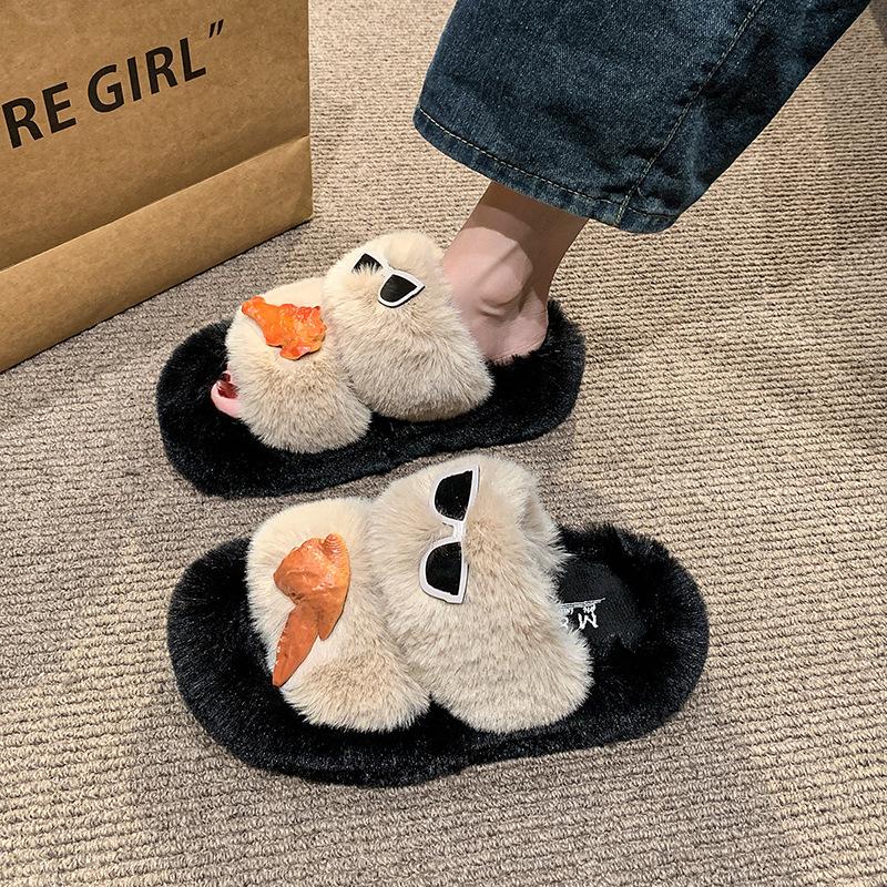 

Mao Mao slippers women s outer wear 2024 autumn new fashionable thick bottom heightening non-slip versatile indoor one-word cotton slippers 40 хакі