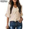 Damesmode Casual Zomer Lente Effen Kleur Print Korte Mouw V-hals Blouses & Shirts