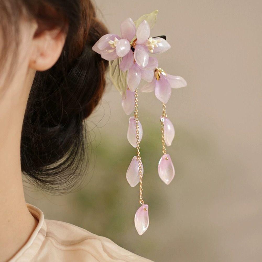 Chinese Style Hanfu Hairpin Flower Wooden Hair Stick Antique for Women