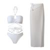 New European and American split bikini swimsuit female sexy neck strap beach vacation bikini wrap skirt three-piece set