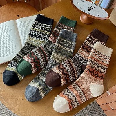 Damen Herbst- und Winter Verdickte Thermische Baumwollsocken, Nahtlose Mid-Calf Socken und Stulpen-Socken