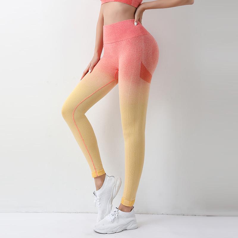 Summer Gradient High-Waist Yoga Leggings: Butt-Lifting, Tight-Fit Sports Training Pants