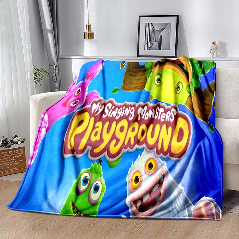 Benim şarkı söyleyen canavarlar video oyunu karikatür yumuşak peluş battaniye, pazen battaniye oturma odası yatak odası yatak kanepe piknik için battaniye atmak