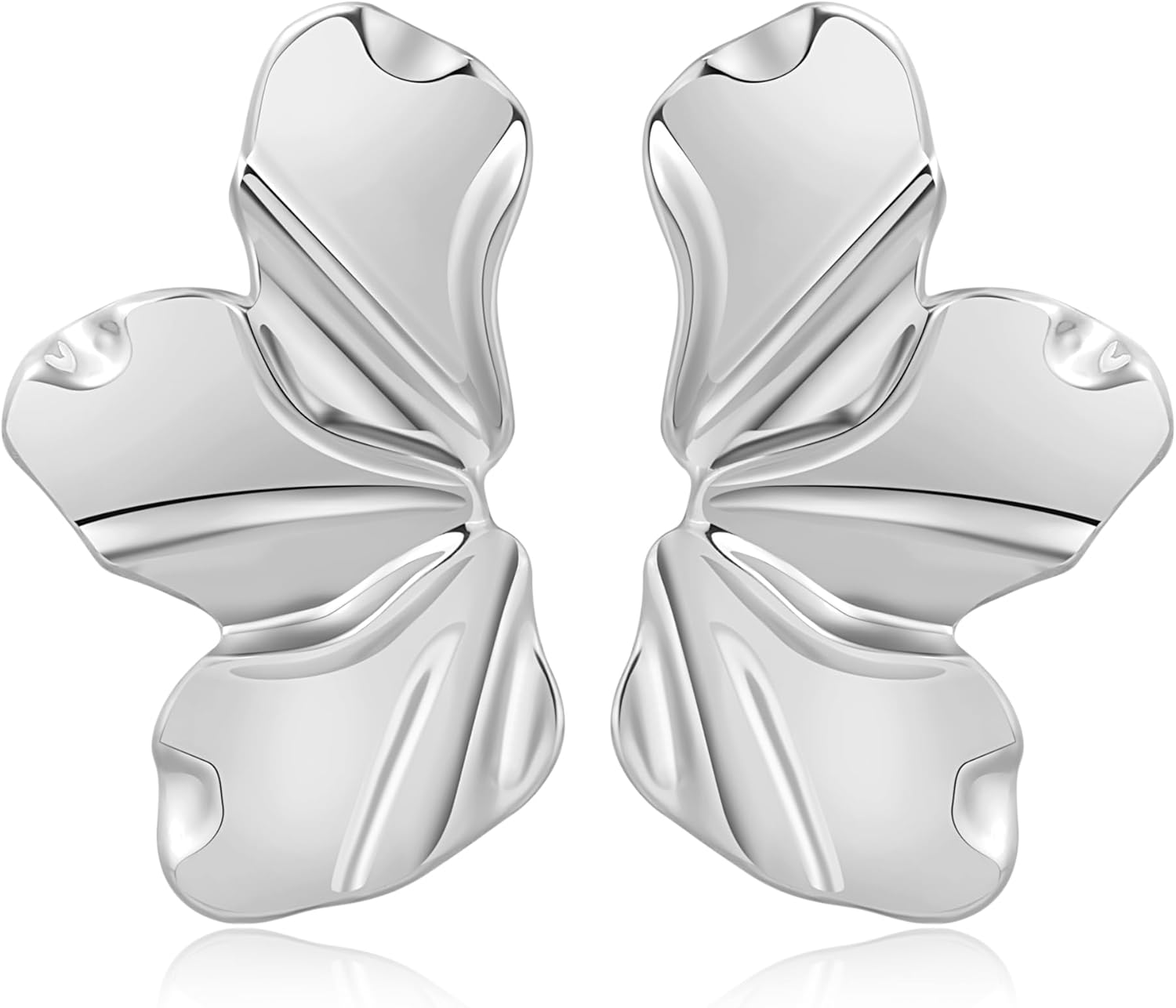 

Cefiri 48mm WhiteGold/ Gold Plated Petal Earring For Women Zinc Alloy Flower Dangle Earrings Simple Jewelry Gift For Christmas біле золото кольору