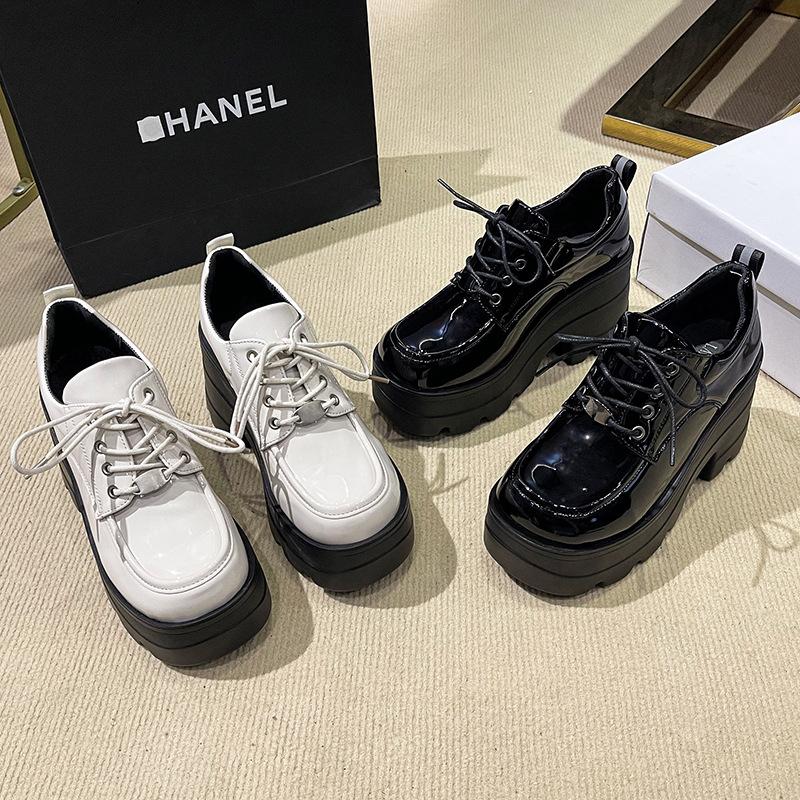 Patent Leather Women's Single Shoes Platform British Style Small Leather Shoes Universal Cos Height-increasing Shoes Spring New Small Casual Shoes